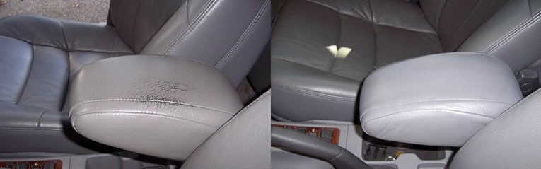 Armrest Refinish and Re-Dye Before and After