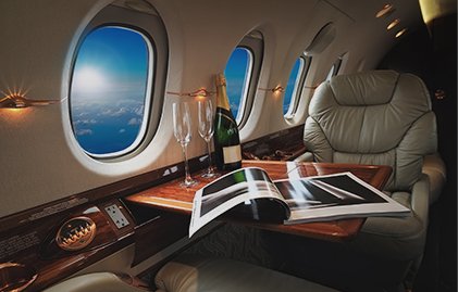 Private jet cabin seating