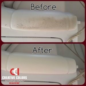 boat seat repair - before and after