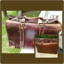 Briefcase before and after leather restoration